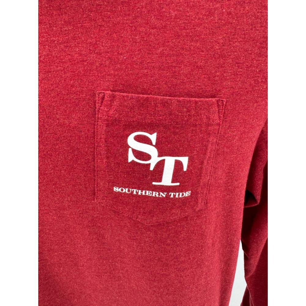 Southern Tide T-Shirt Mens Medium M Red Fish‎ Finder GPS Long Sleeve Tee Cotton - Picture 3 of 8